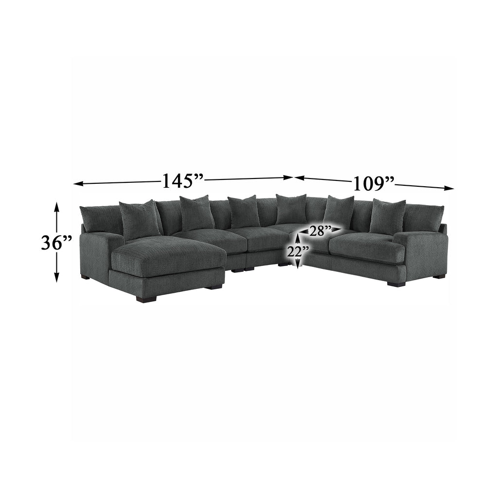 Dark Gray Chenille 5-Piece Modular Sectional Sofa with Left Chaise G53114