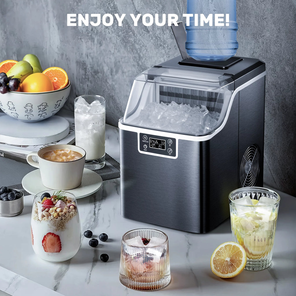 44Lbs/24H Self-Cleaning Countertop Ice Maker with Ice Scoop & Basket L3365