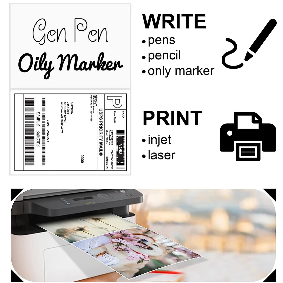Half Sheet Labels with Rounded Corner, White Shipping Labels - 5-1/2" X 8-1/2" - 400 Labels H453033