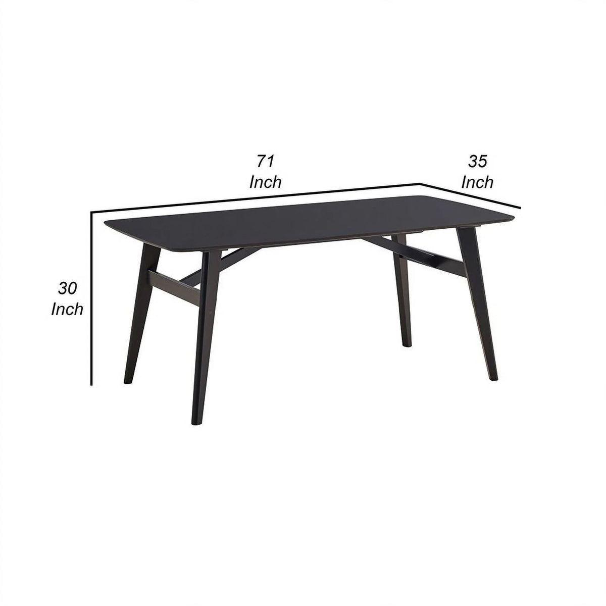 71 Inch Black Wood Dining Table S41264