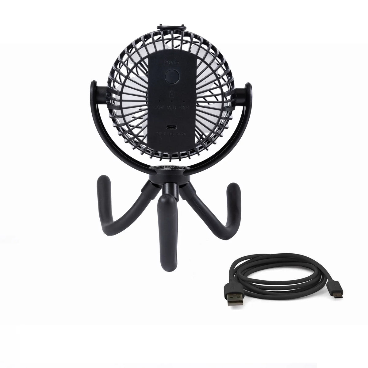Portable Rechargeable Fan with Flexible Tripod, Black Y333