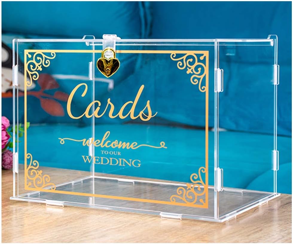 Gold Pattern Acrylic Card Box with Lock, Pack of 2 P91129