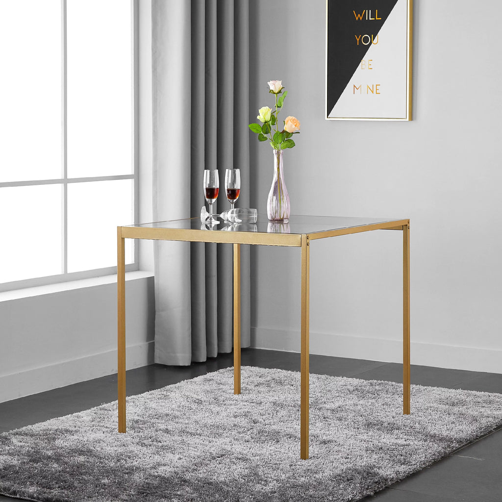 Tempered Glass and Metal Dining Table A931769