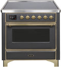 36 Induction Range with Electric Oven in Matte Graphite with Brass Trim M66498