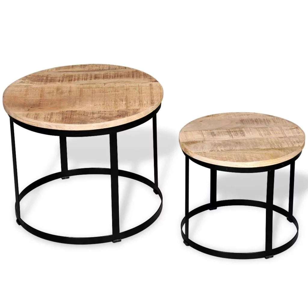 Two Piece Round Mango Wood Coffee Table Set Z4764