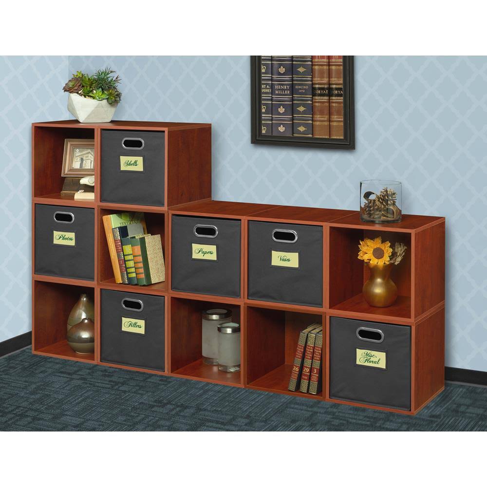 Cherry Wood 12-Cube Storage Organizer M181942