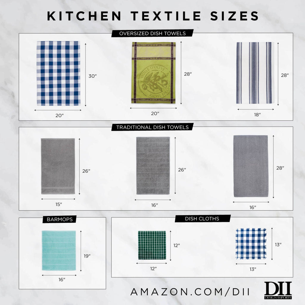 Set of 3 Aqua Blue and White Rectangular Dishtowels 18” x 28” L450520
