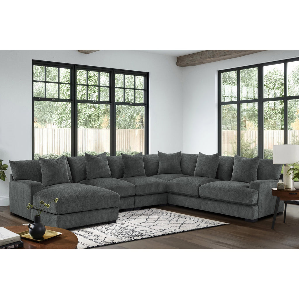 Dark Gray Chenille 5-Piece Modular Sectional Sofa with Left Chaise G53114
