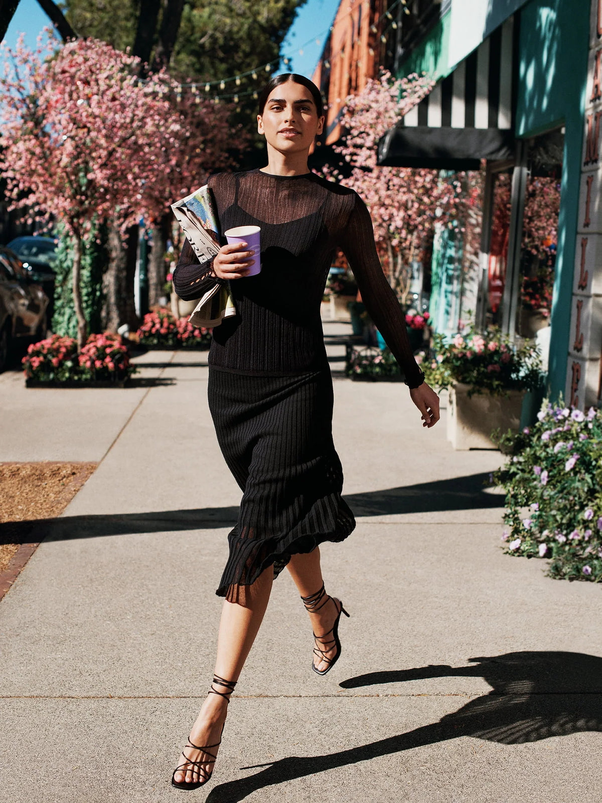 Women's Sheer Maxi Sweater Dress with Lining L83381