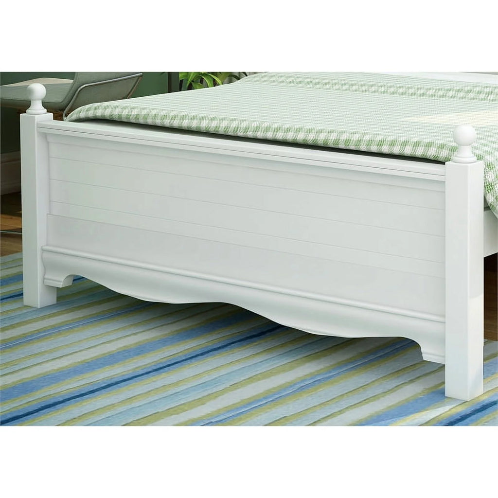 White Wood Twin Panel Kids Bed D406