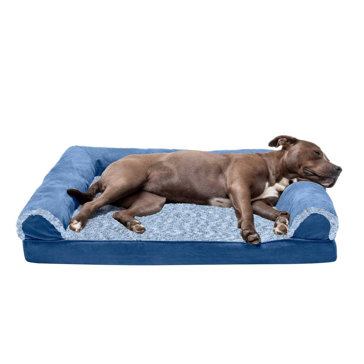 Two-Tone Faux Fur Suede Orthopedic Sofa Dog Bed V272326