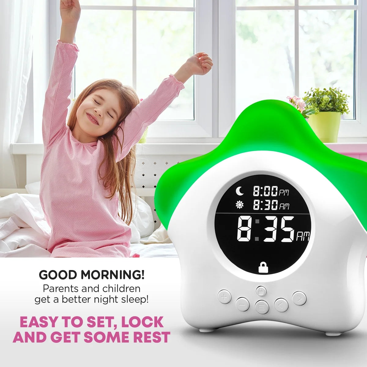 Toddler Sleep Training Clock, Night Light & Alarm Clock V7869