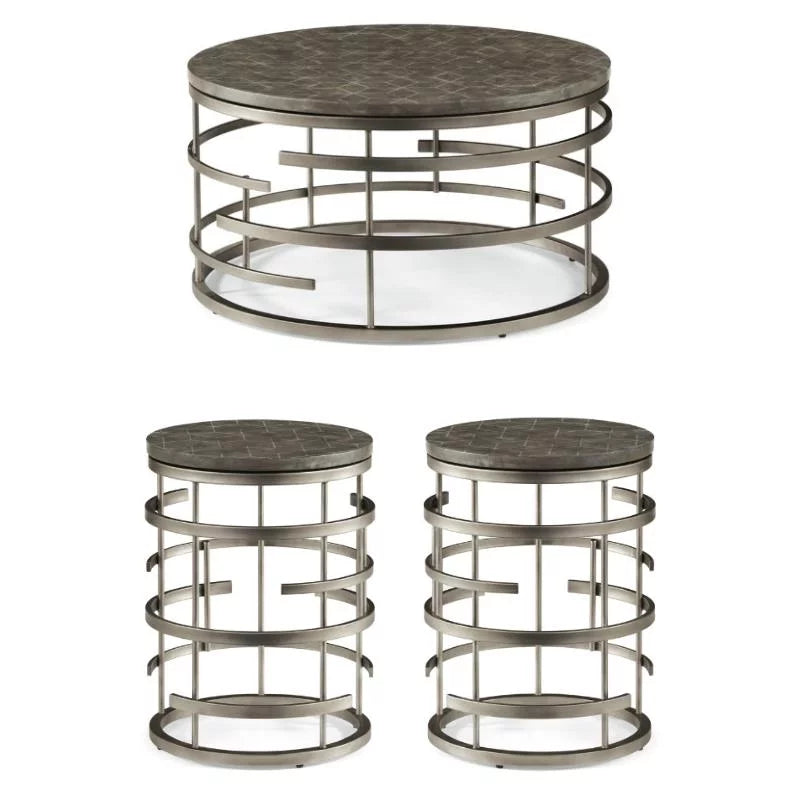 3-Piece Coffee Table Set with 2 Chairside Tables in Gray Z5582