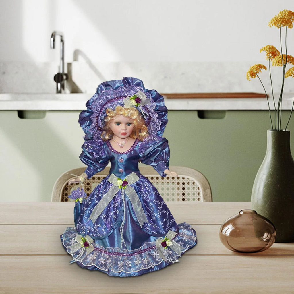 Violet Porcelain Dollhouse Lady with Dress Q50333