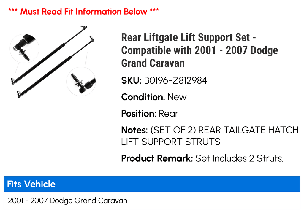 Rear Liftgate Lift Support Set G52542