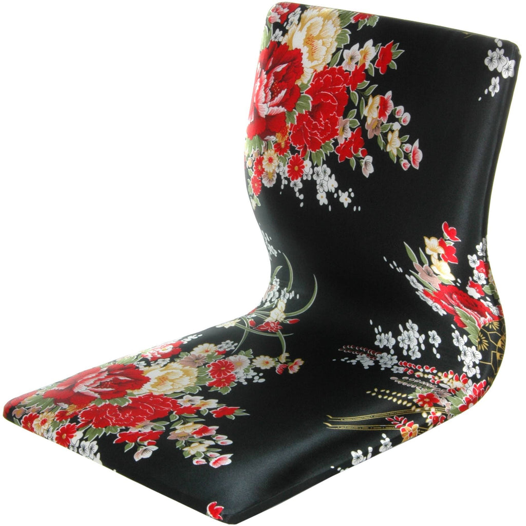 Black Red Tatami Meditation Backrest Chair D1389