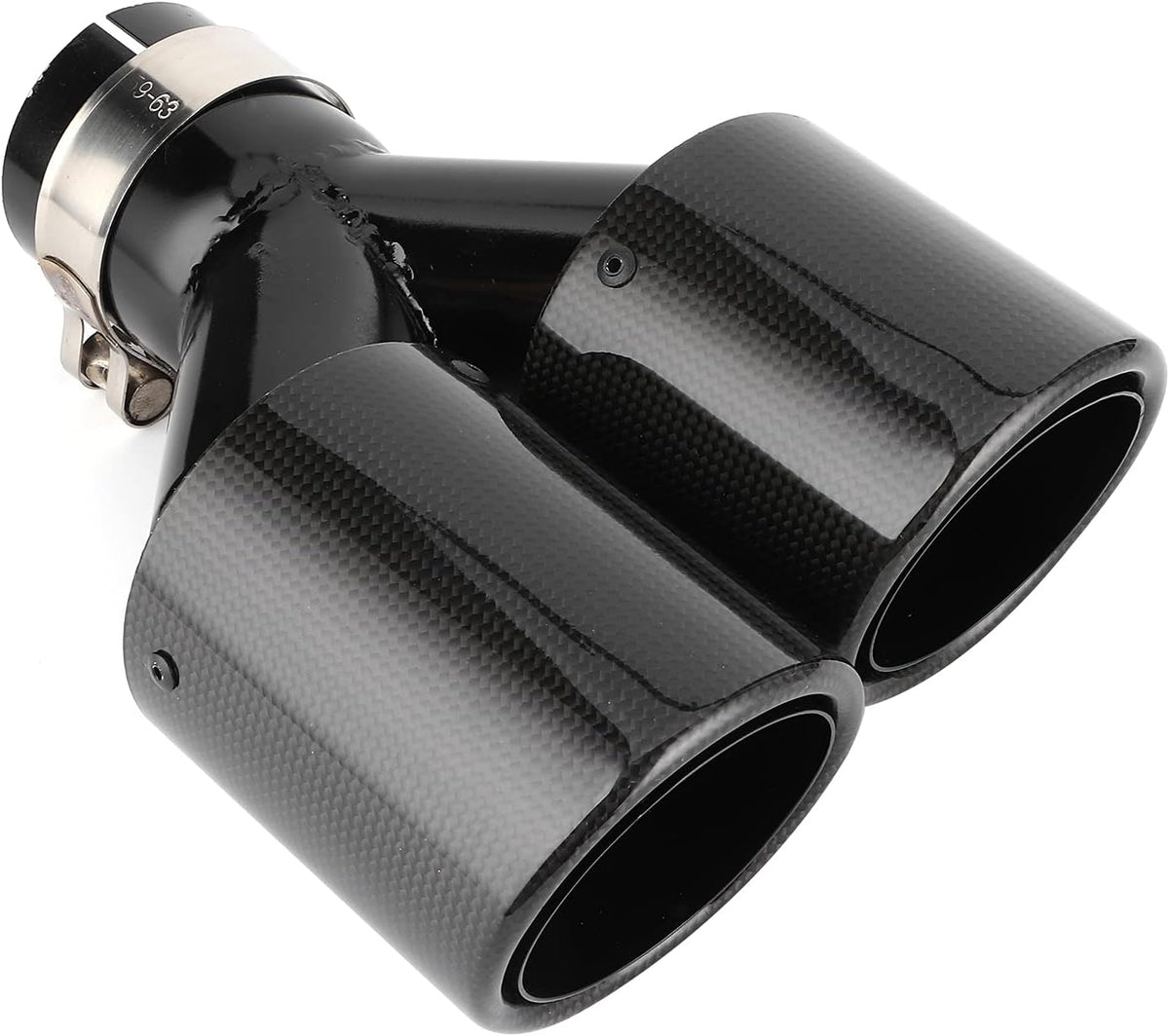 Carbon Fiber Exhaust Pipe Universal Dual Tail Crimping Throat Y-Pipe Auto Car Black T2226