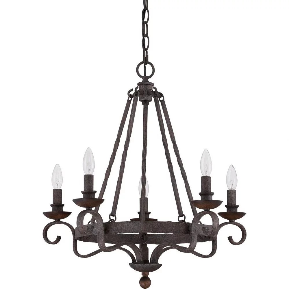 Five Light Chandelier Rustic Black Q314