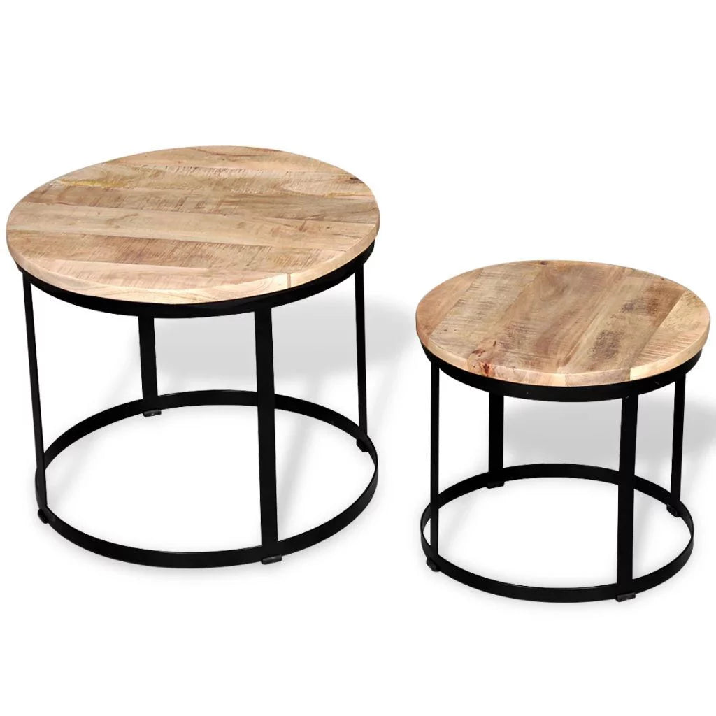 Two Piece Round Mango Wood Coffee Table Set Z4764