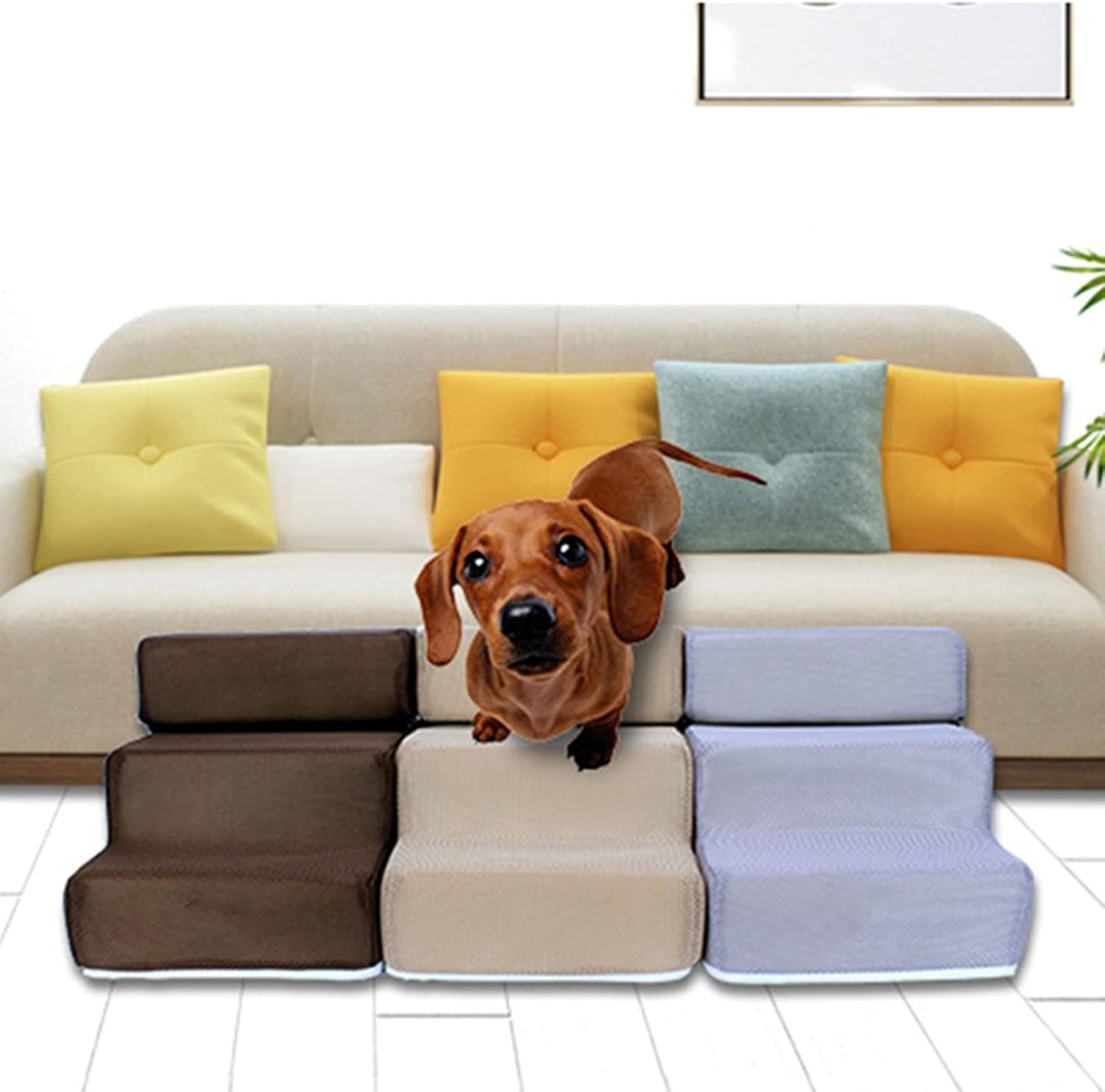 Blue Detachable Anti-Slip Faux Leather Dog Ramp Stairs Cover M5872
