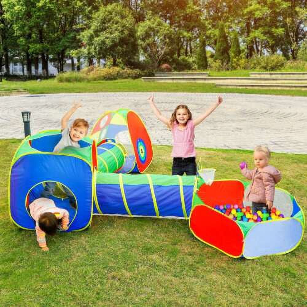 5 Pieces Kids Pop Up Play Tent Crawl Tunnel Ball Pit Playhouse D908560
