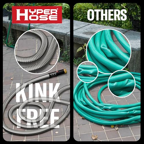 100 ft Stainless Steel Garden Hose Set with Spray Nozzle & Hook T8238