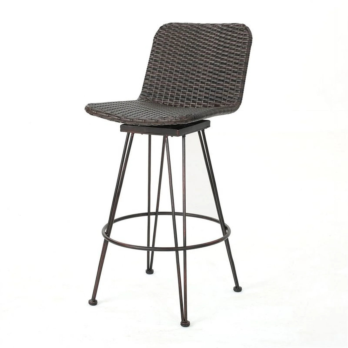 Wicker Barstool with Black Brush Copper Iron Frame Set of 2 A7329