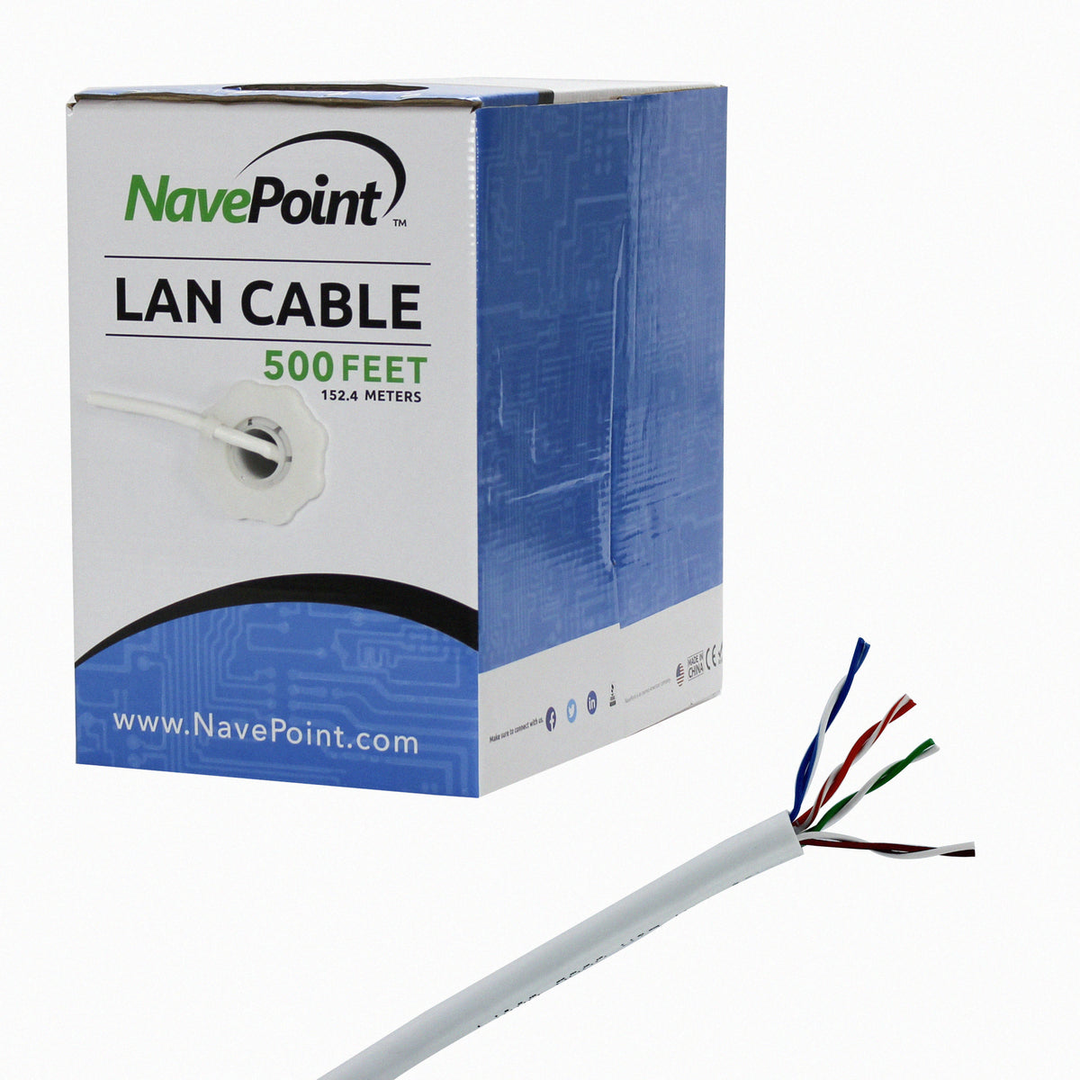 Cat6 Bulk Network Cable Ethernet UTP CCA 500 ft White E539956