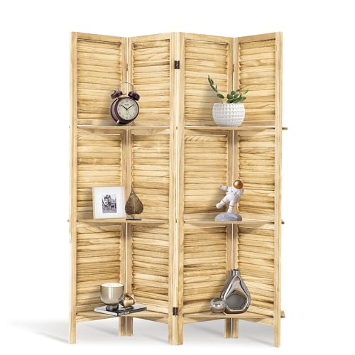 White 6 Panel Wood Pegboard Room Divider H41278