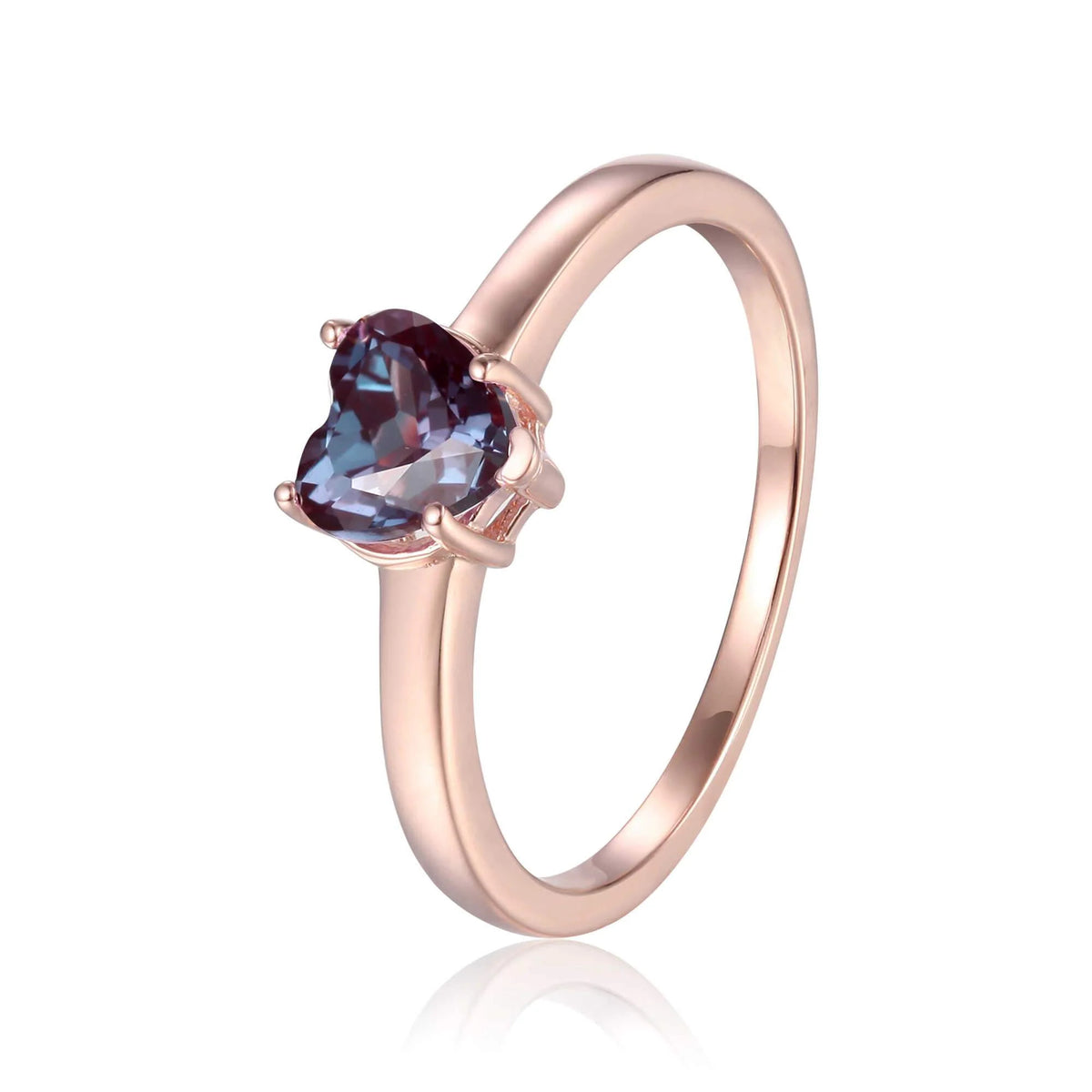 Rose Gold Plated Sterling Silver Alexandrite Solitaire Engagement Ring T64018