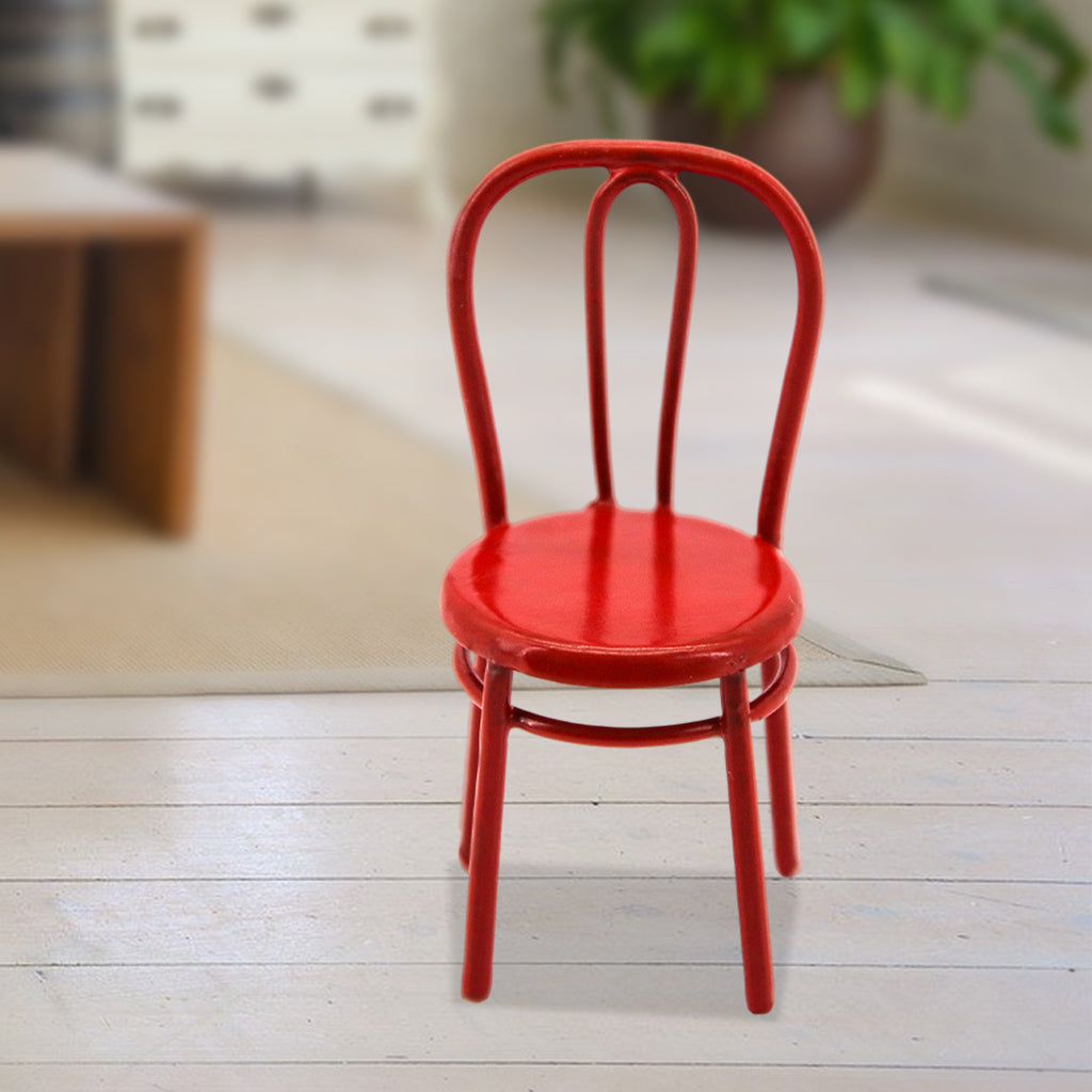 Red Metal Craft Dollhouse Miniature Dining Chair A128