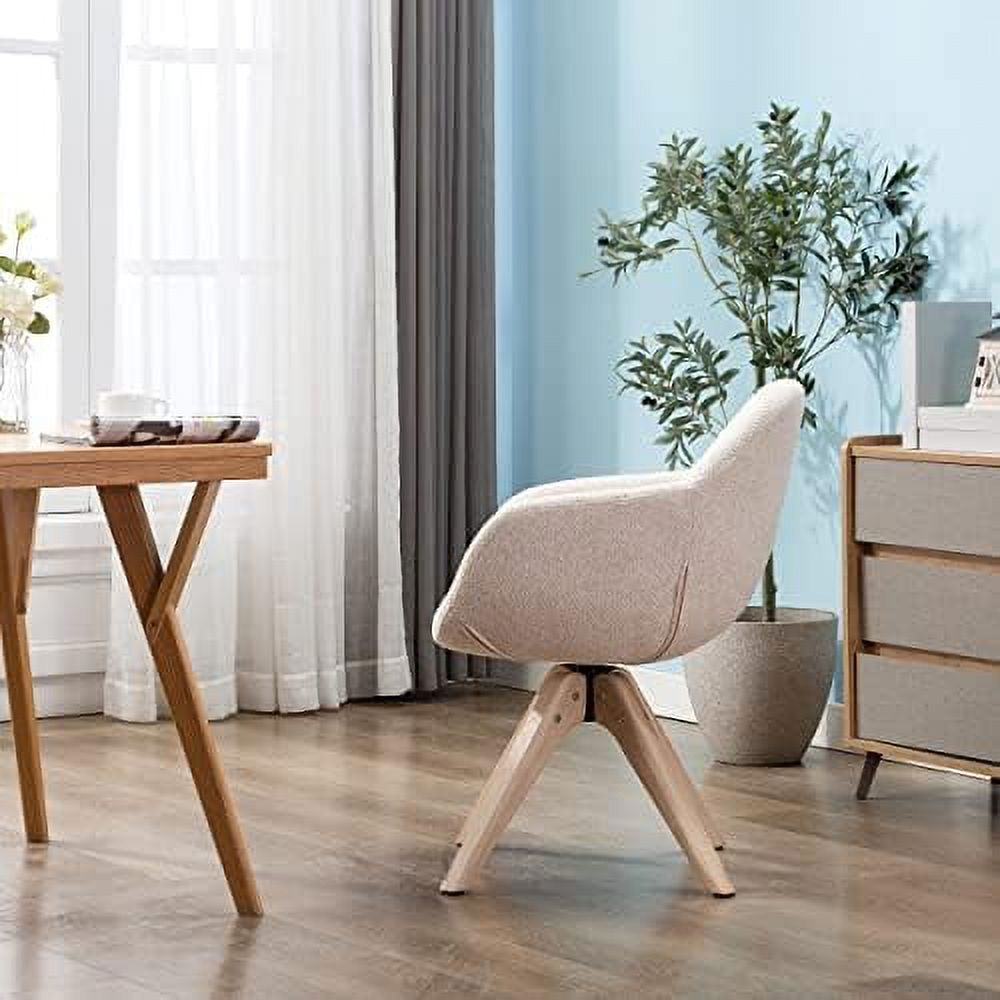Mid Century Modern Swivel Fabric Accent Chair with Oak Wood Legs A449427