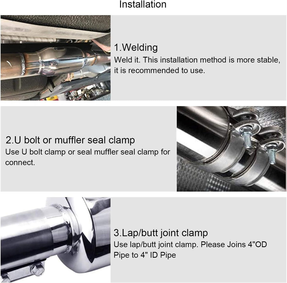4 Inlet/Outlet Exhaust Muffler Stainless Steel Straight Through Pack of 2 B58979