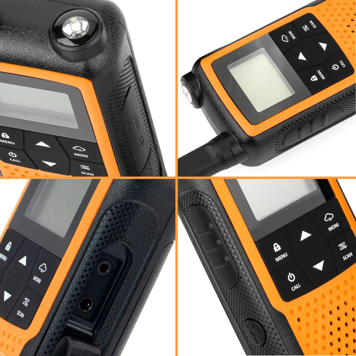 Orange 4 Pack Rechargeable NOAA Walkie Talkies with Earpiece and Mic Y30705
