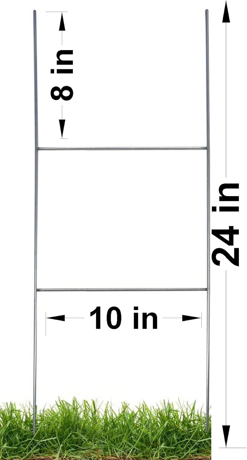 Yellow Signs 18''x24'' x 4 MM & 20 Stake Double H 10''x30'' x 9 Gauge Wire Stake Pack of 2 G9918