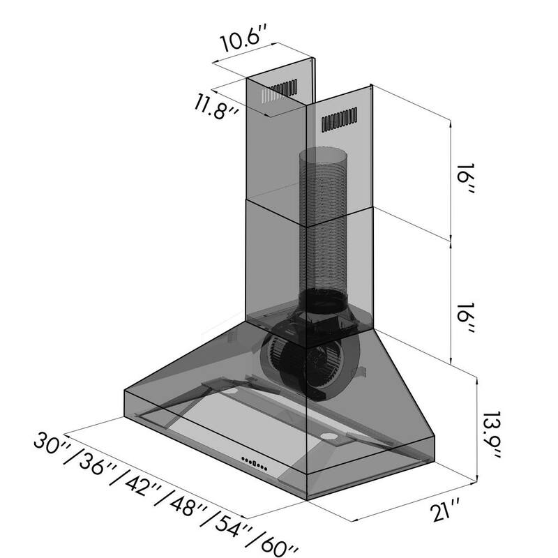 36 in. 500 CFM Convertible Wall Mount Range Hood in Stainless Steel J86820