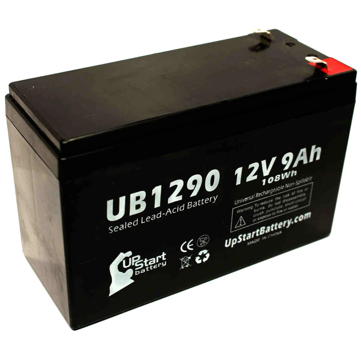 3x Pack Replacement Sealed Lead Acid Battery (12V, 9Ah, 9000mAh, F1 Terminal, AGM, SLA) with 6 F1 to F2 Terminal Adapters D6301