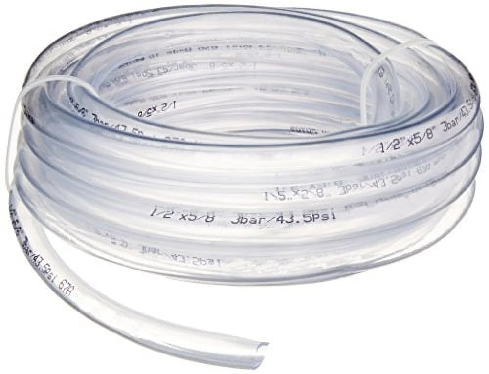 25 ft x 1/2 ID Clear Flexible PVC Tubing Vinyl Hose Q31874