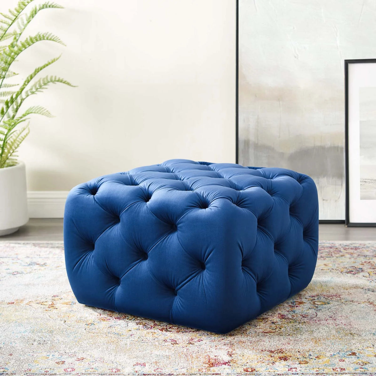 Tufted Velvet Accent Chair Ottoman I45323