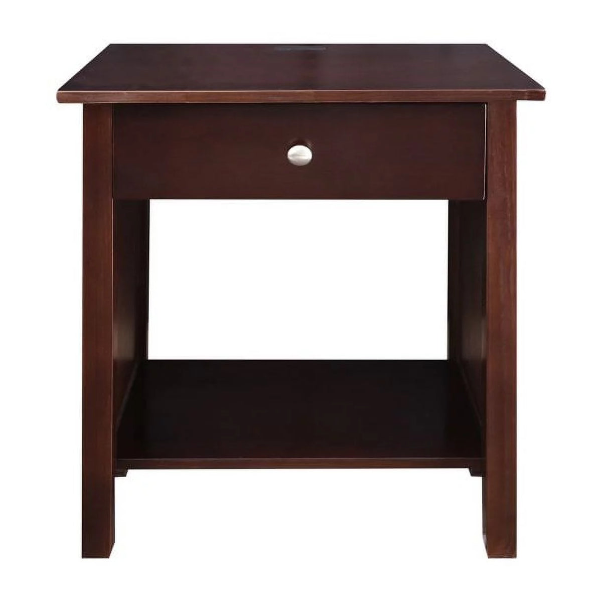 Espresso Wooden Nightstand with USB Ports and One Drawer P35859