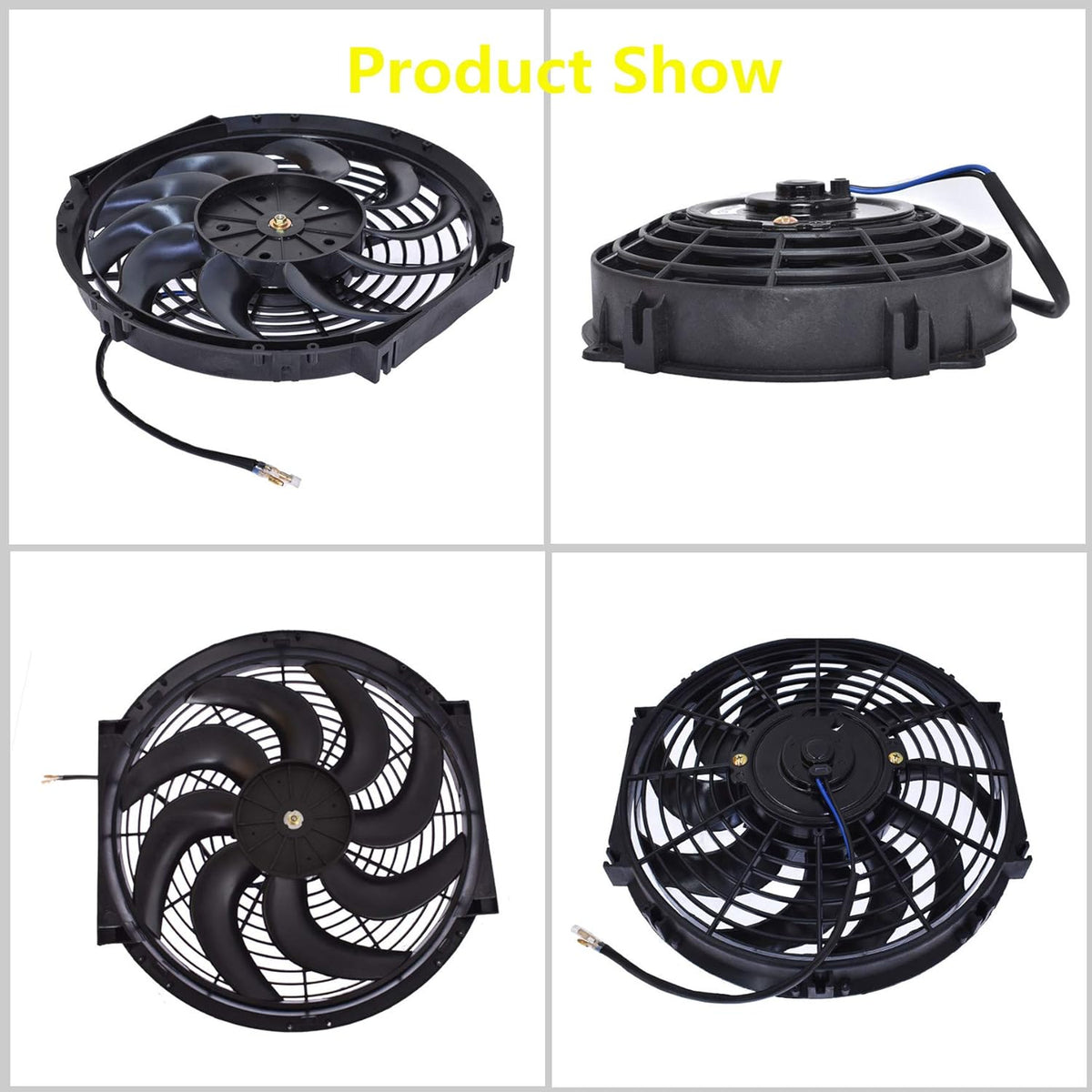 2 Set 12 inch Universal Electric Condenser Radiator Slim Cooling Fan M865