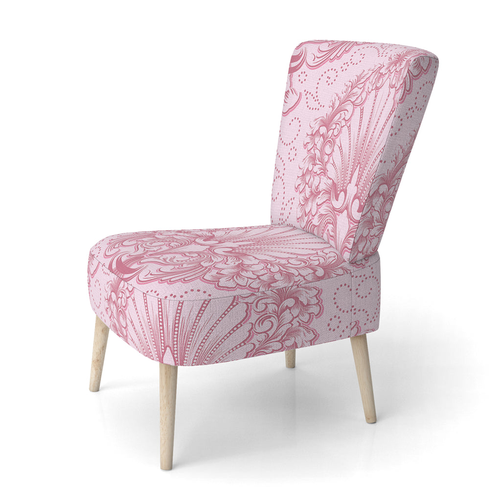 Pink Damask Upholstered Accent Chair and Arm Chair Z379069