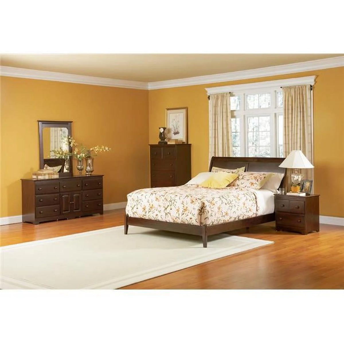 Queen Size Antique Walnut Open Footboard L225