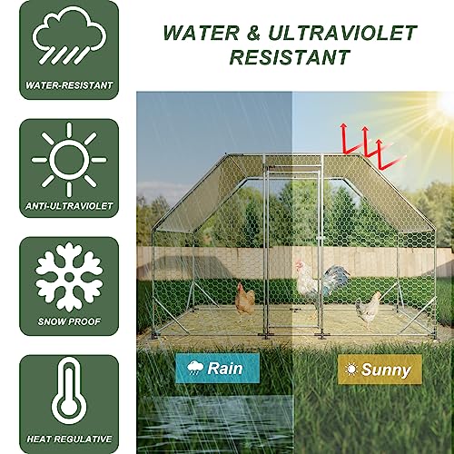 Large Metal Walk-in Chicken Coop with Waterproof Cover Y7790