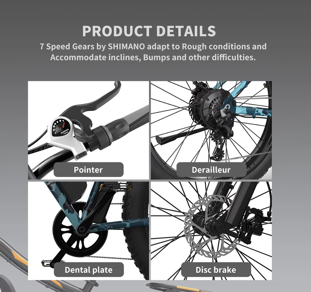 750W 48V 13AH Fat Tire Electric Mountain Bike A492