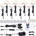 Black Cord Aluminum Puck Lights 8 Pack Dimmable with RF Wireless Remote Control V646