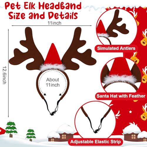 2 Set Pet Christmas Costumes Dog Knitted Scarf Reindeer Antlers Headband I28631