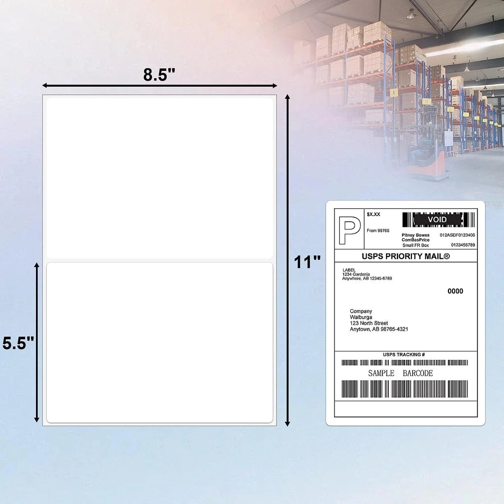Half Sheet Labels with Rounded Corner, White Shipping Labels - 5-1/2" X 8-1/2" - 400 Labels H453033