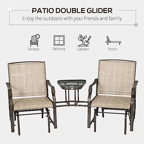 Gray 2-Seat Outdoor Glider Chair with Coffee Table C952878