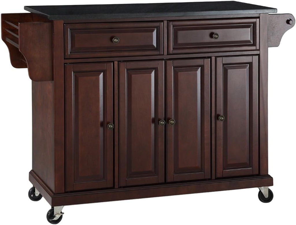 White Full Size Kitchen Cart with Solid Granite Top C26134